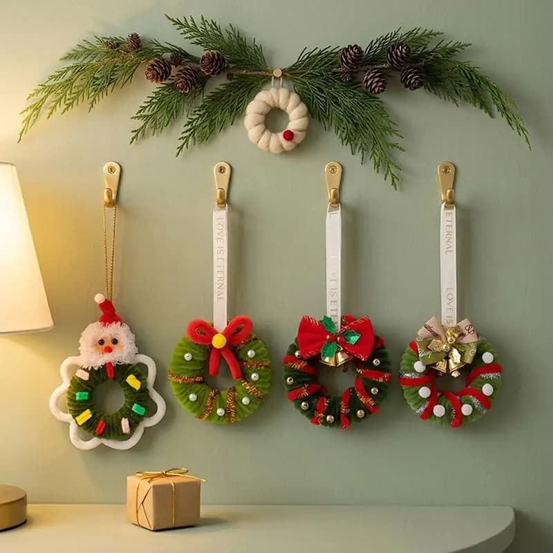 Mini Handmade Christmas Wreath Ornaments