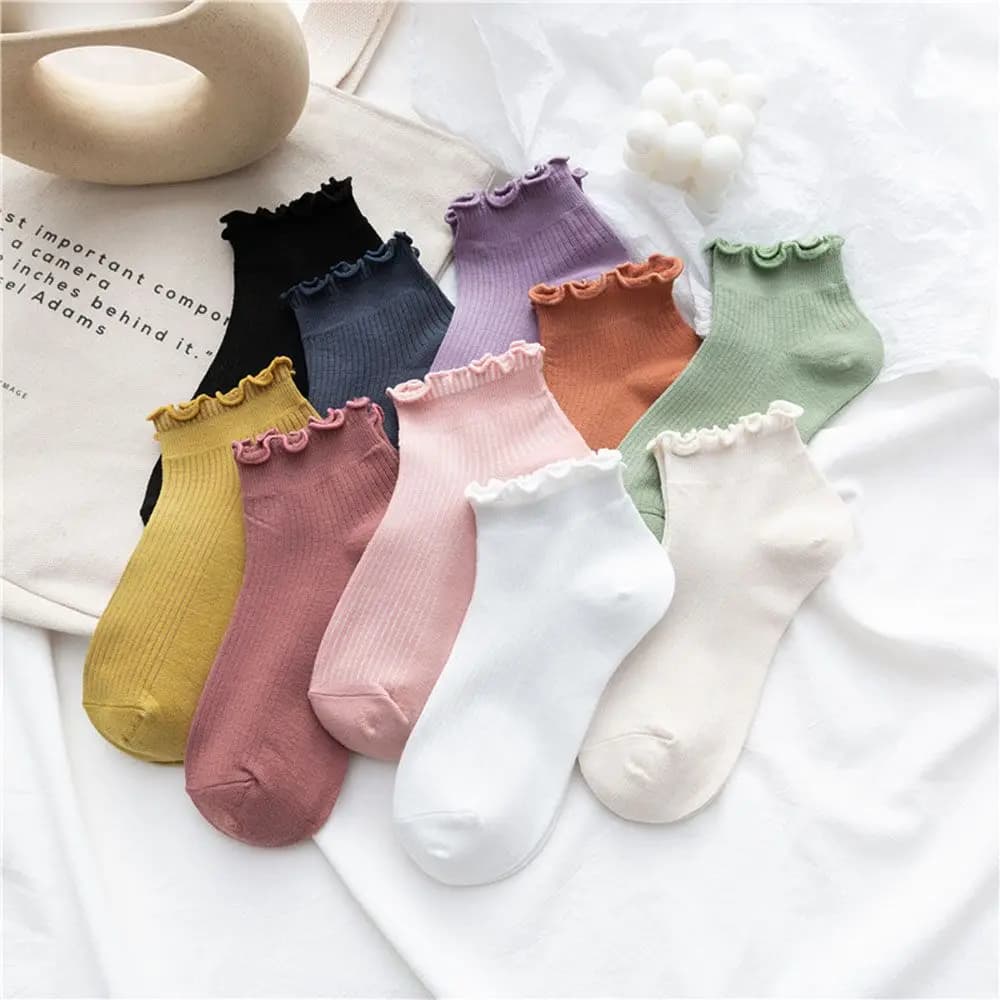 Women's Cotton Frilly Ruffle Ankle Socks