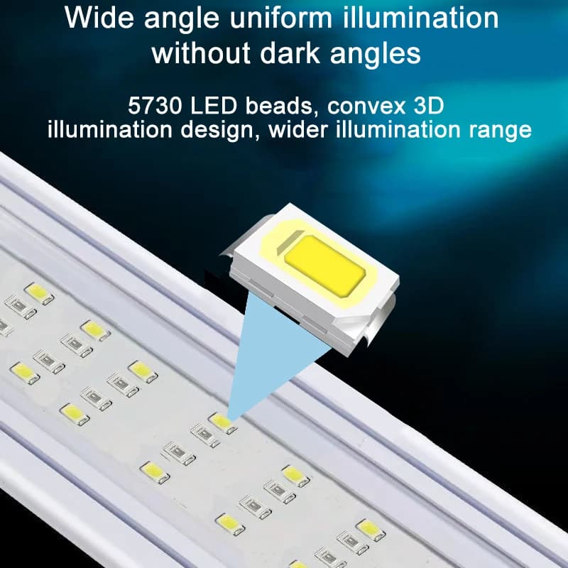 Aquarium LED Fish Tank Light, 3 Color Full Spectrum Adjustable Water Plant Lamp, Telescopic Clip-On Light for 18-75cm Aquariums