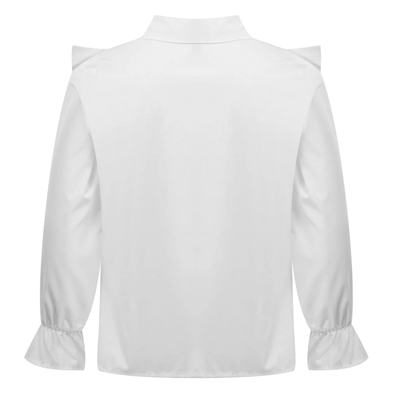 Girls White Ruffled Long Sleeve Button Down Blouse