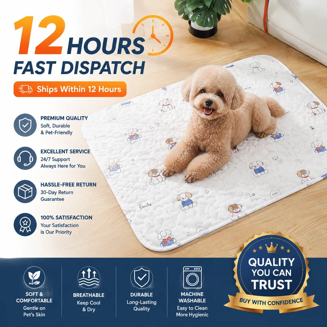 Washable Soft Cotton Pet Mat