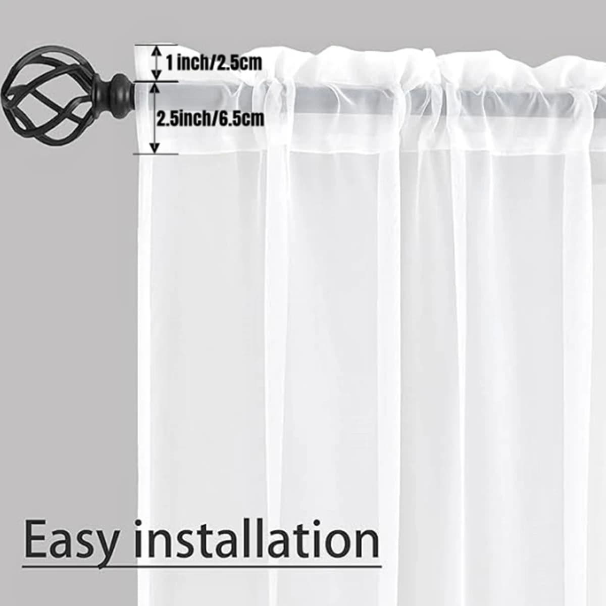 Sheer White Curtain Panels with Rod Pocket