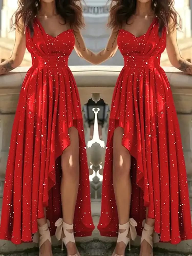 Women Evening Dresses Sexy Elegant Red Cocktail Party Chic Gala Graduation Luxury Formal Occasion Bridesmaid Gown Dress Clothes