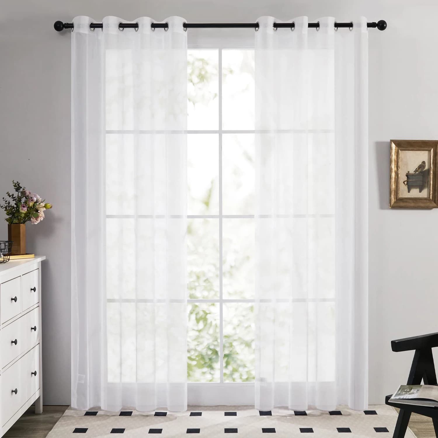 Voile Sheer Curtain Panels with Grommet Top