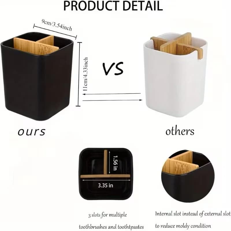 Three-Compartment Toothbrush and Toothpaste Organizer