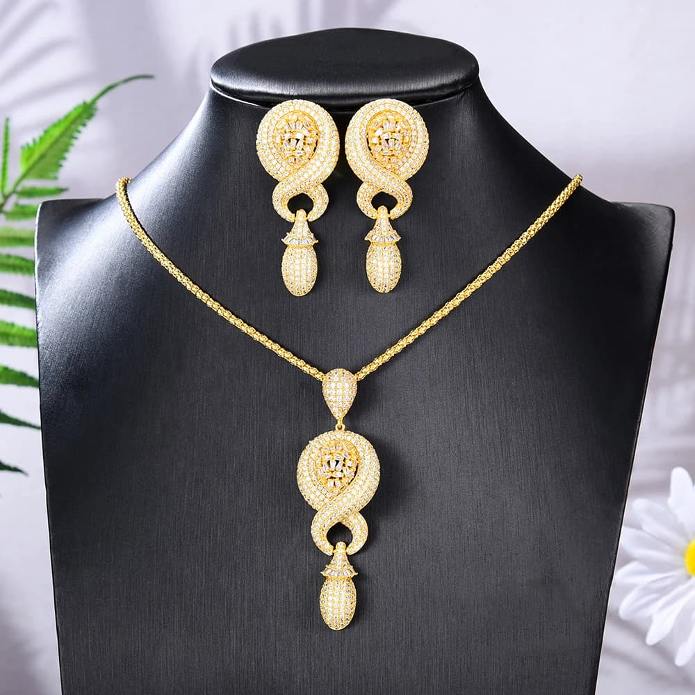 Gold-Plated Cubic Zirconia Jewelry Set