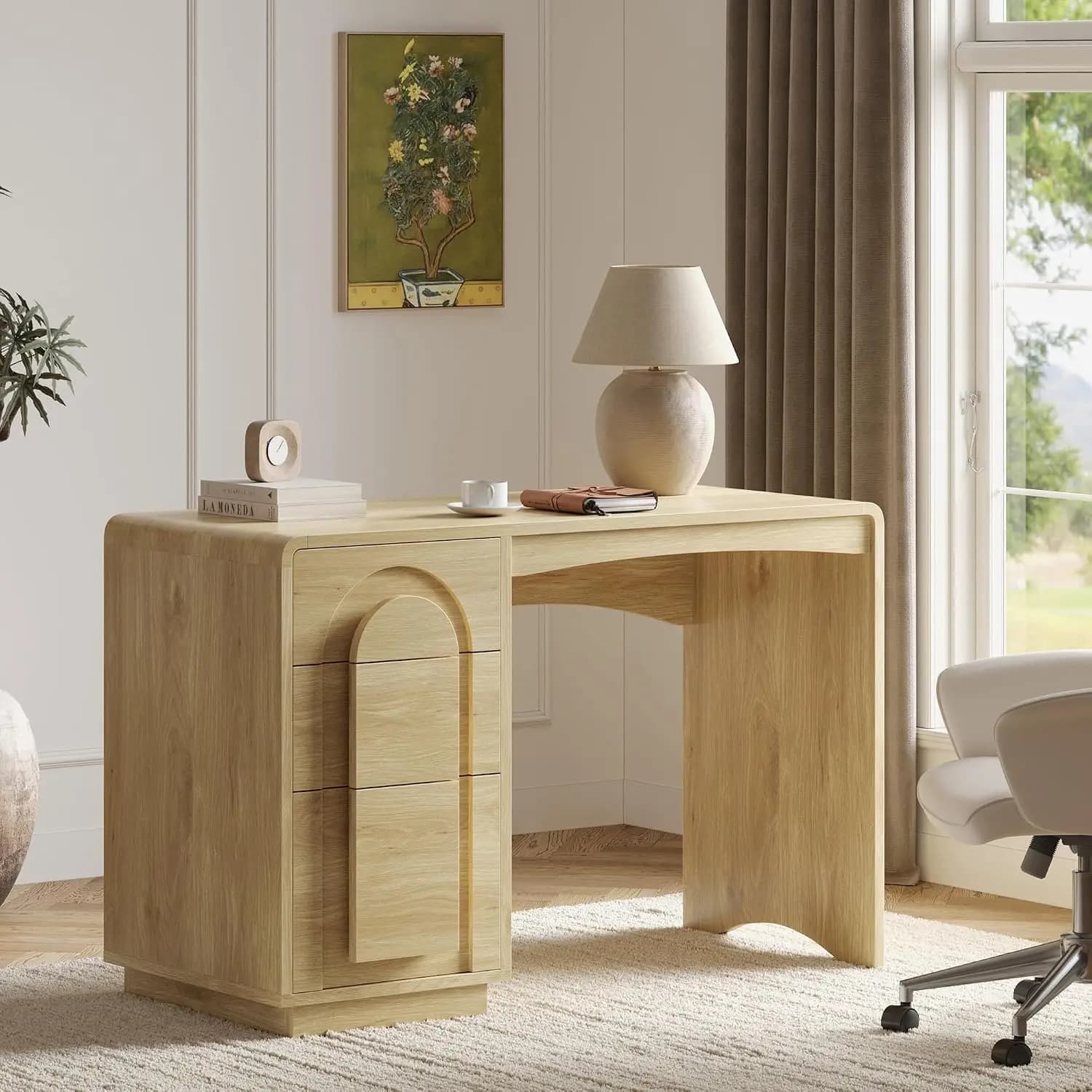 Home Office Desk 47" With 3 Drawers Executive Style Oak, Customized