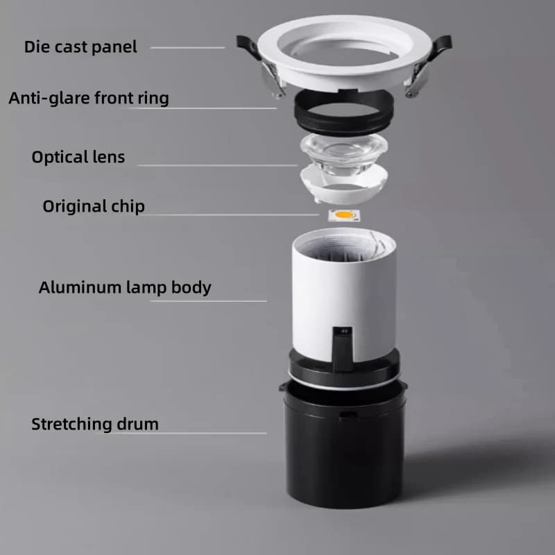 led lights stretch spotlights embedded small aperture full spectrum eye protection telescopic elephant nose lights