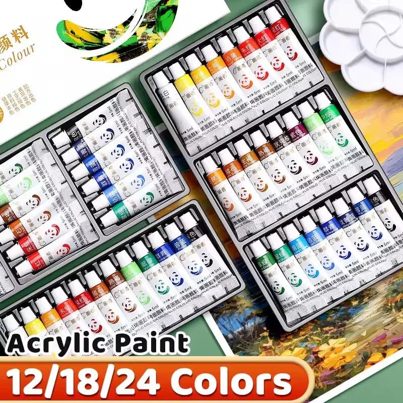 Acrylic Paint Set, 12-24 Colors, Waterproof