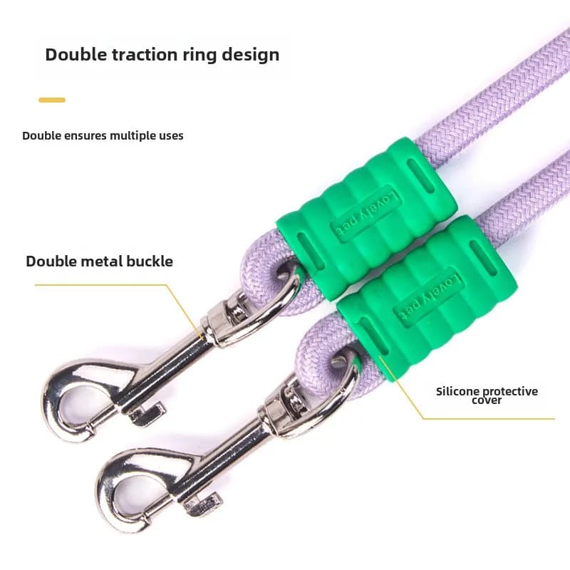 Dual Dog Leash Coupler with Elastic Extension