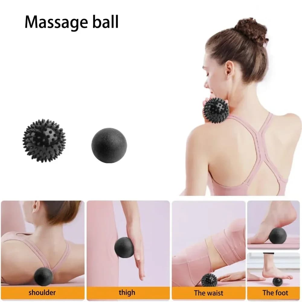 6 IN 1 Yoga Training Tools, Foam Roller, Massage Stick, Tension Band and 2 Massage Balls for Fitness, Yoga, Pilates Yoga Roller