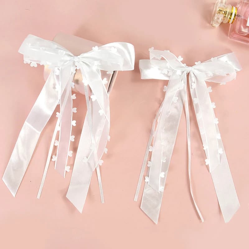 Satin Ribbon Bowknots White Wedding Decoration