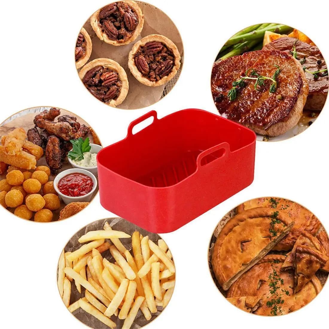 AirFryer Accessories Air Fryer Silicone Basket Oven Baking Tray Silicone Pot Liner Steamer Roasting Rack Airfryer Accessories