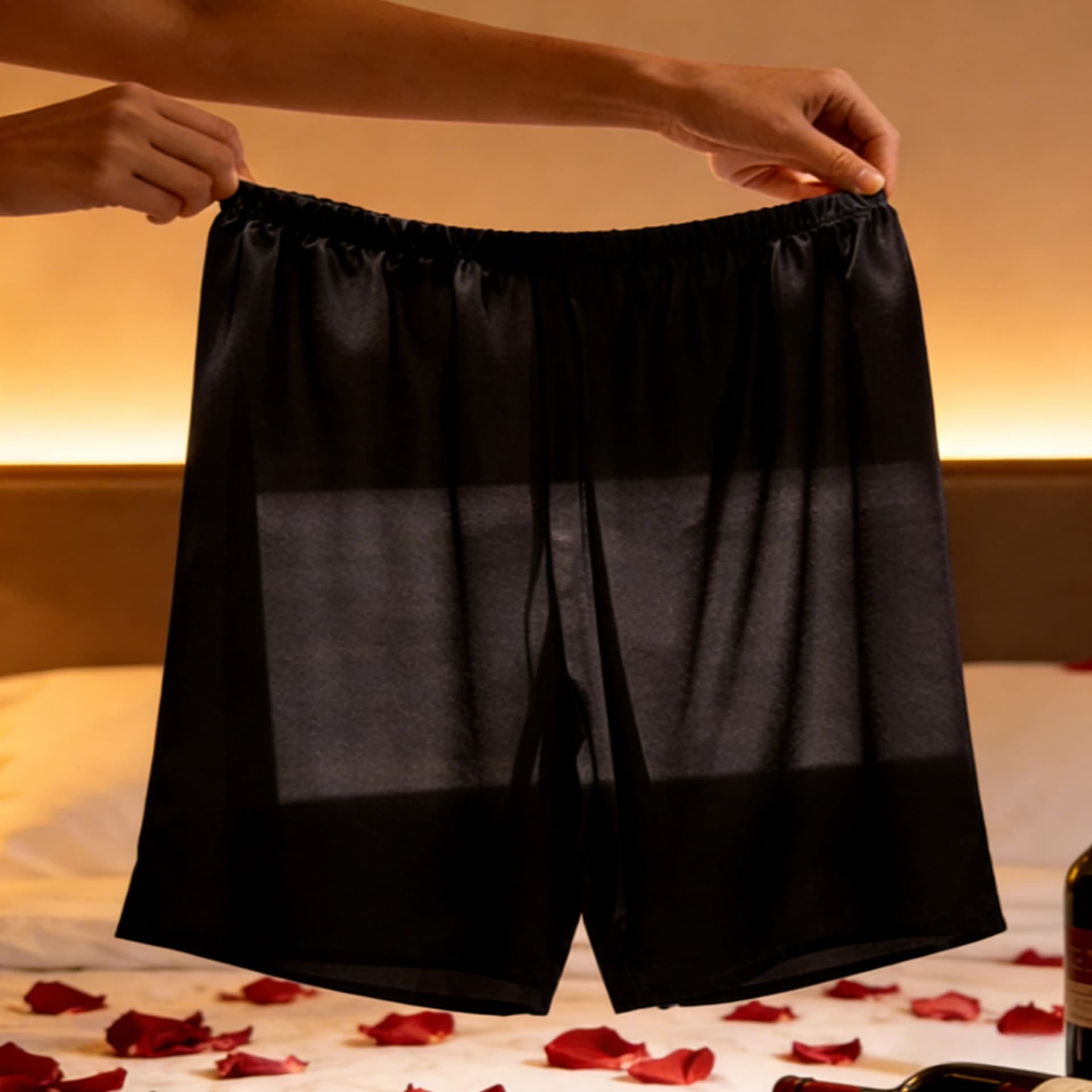Men's Semi Sheer Silky Sleep Shorts
