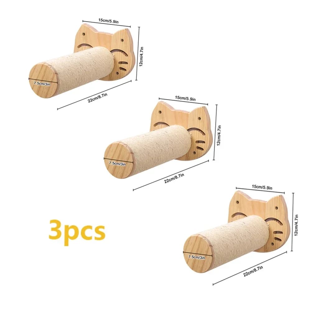 Wall-Mounted Cat Tree with Hammock and Stairs