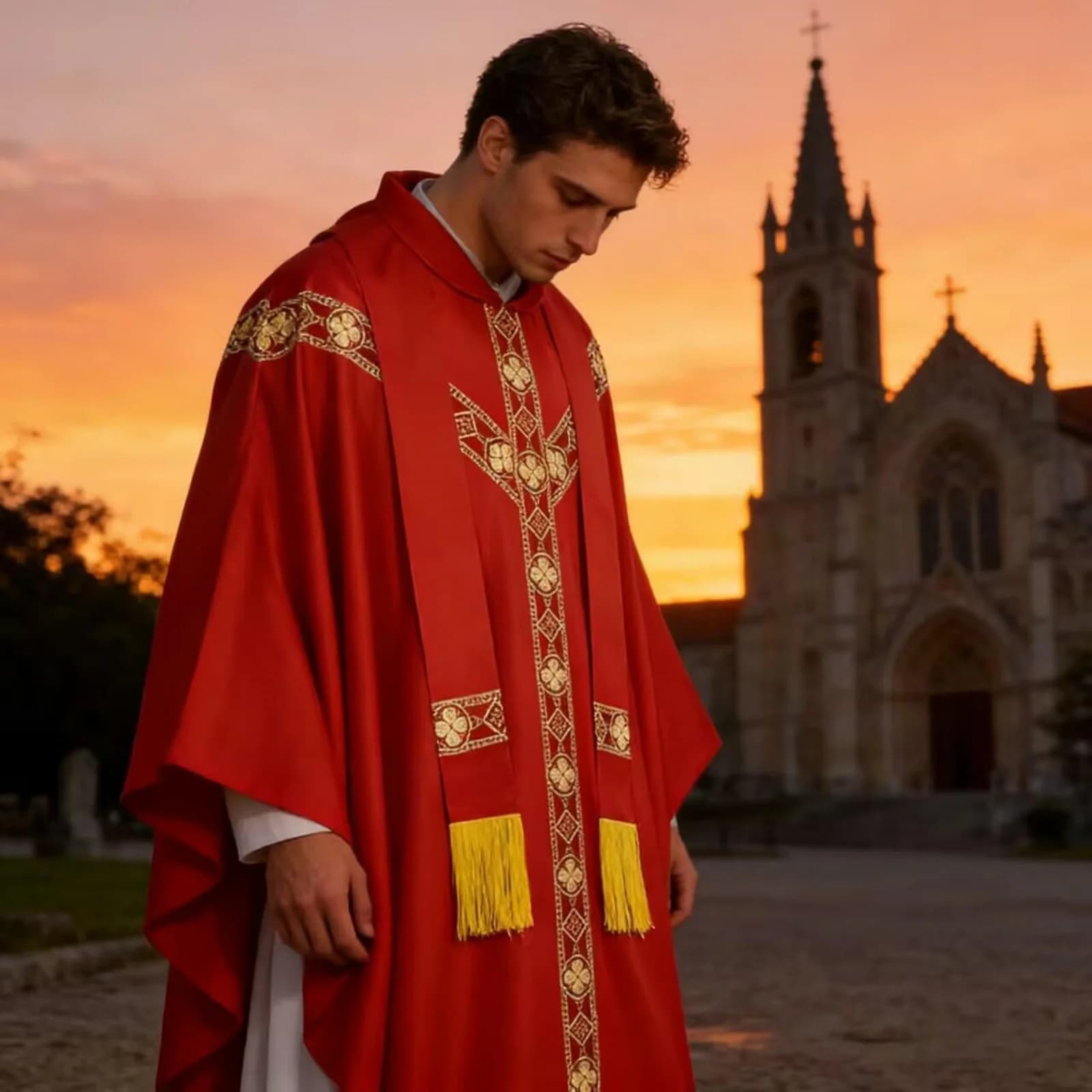 Men's Catholic Priest Chasuble Liturgical Robe