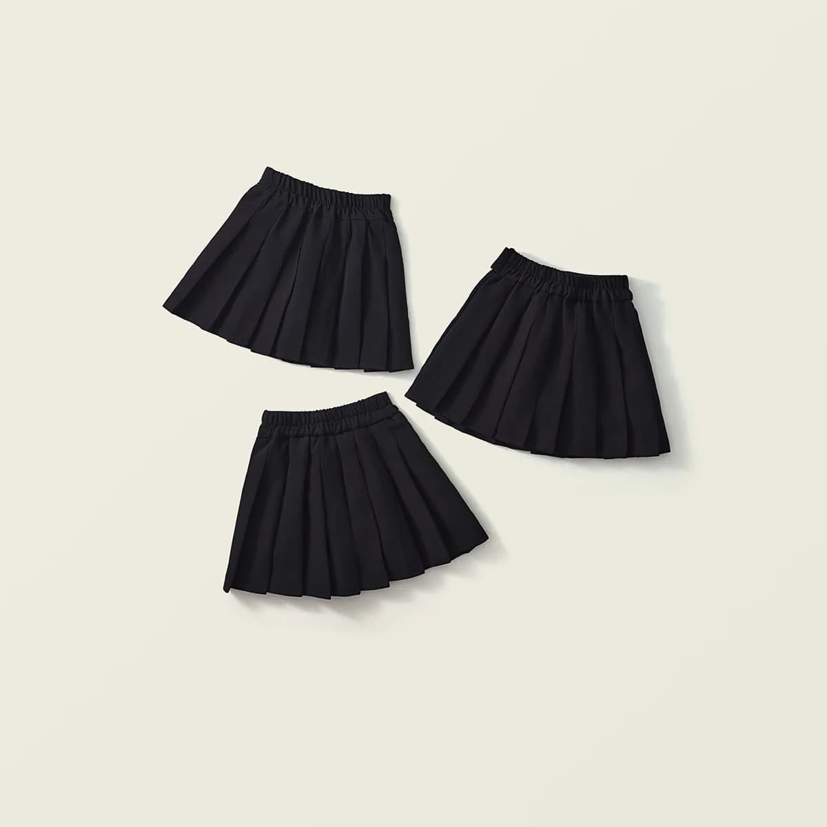 Girls Black Pleated Skirt