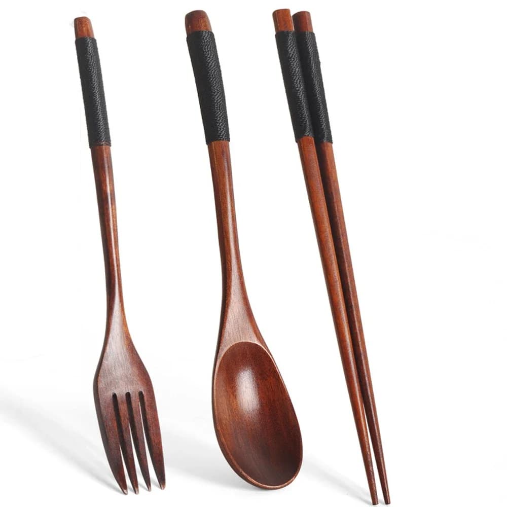 Natural Wood Dinnerware Utensil Set