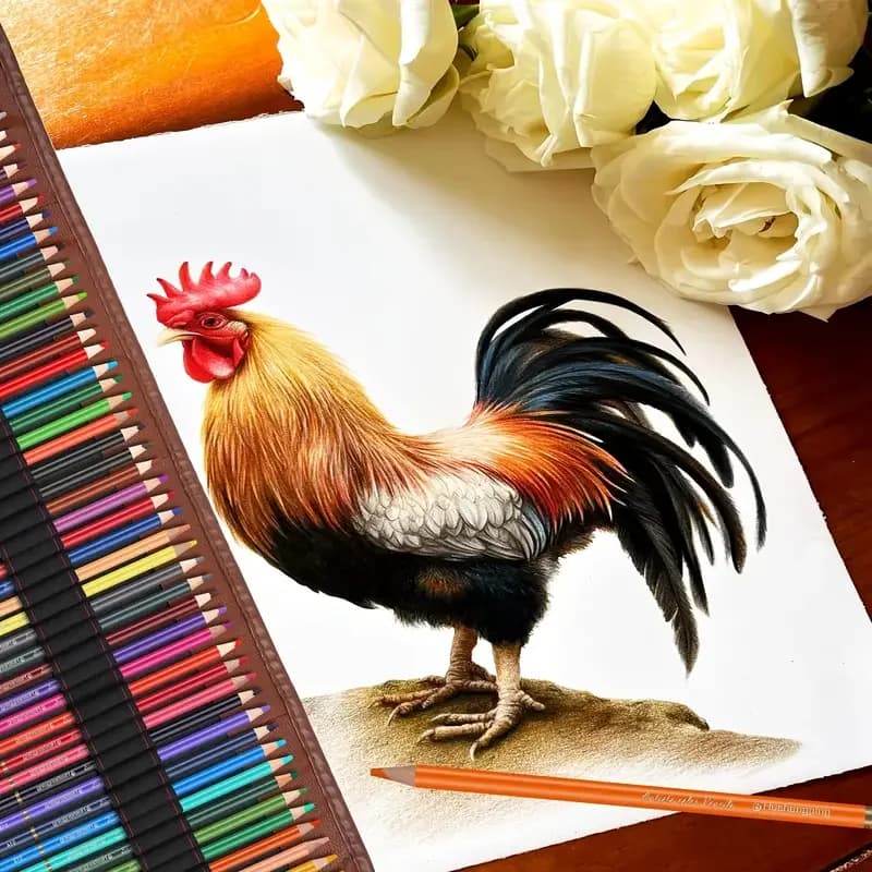 Colored Pencil Set with Canvas Roll-Up Case