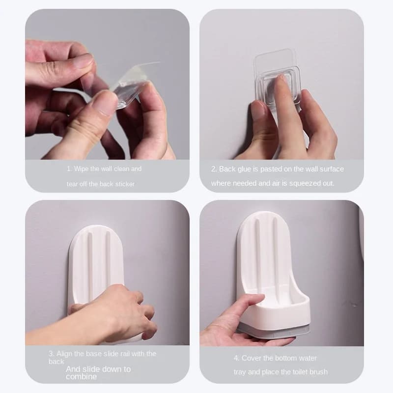 Wall-Mounted Toilet Brush with Quick-Drain Base