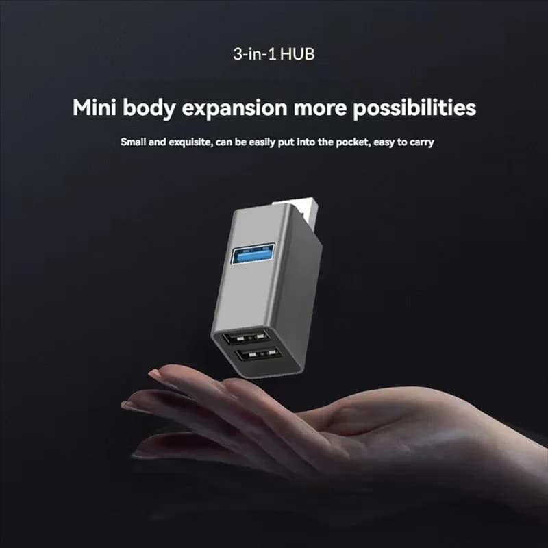 USB Hub 3 Ports High Speed USB Splitter Fast Data Transfer Portable Mini USB Extender for PC Computer Desktop Laptop USB A Hub