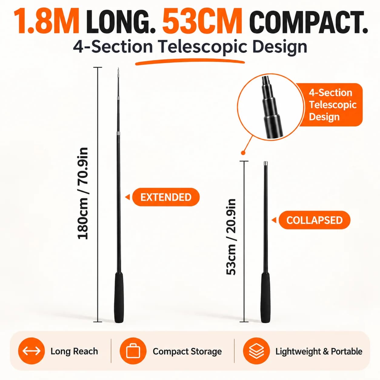 Telescopic Cat Wand Toy with 6 Feather Lures