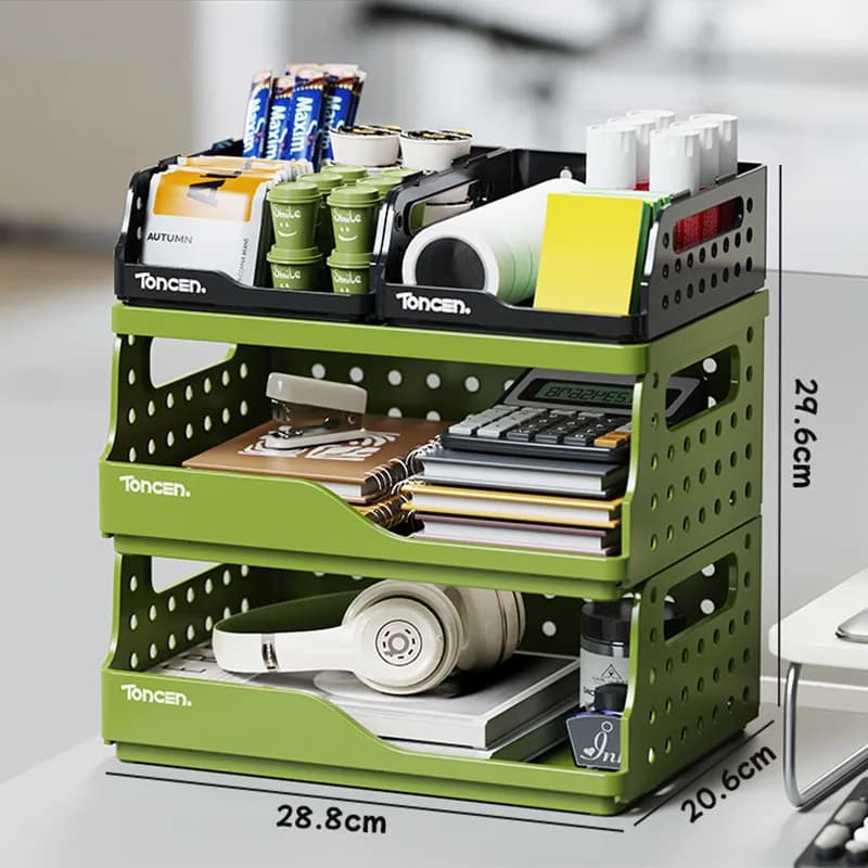 3-Tier Stackable Desk Organizer with Compartments