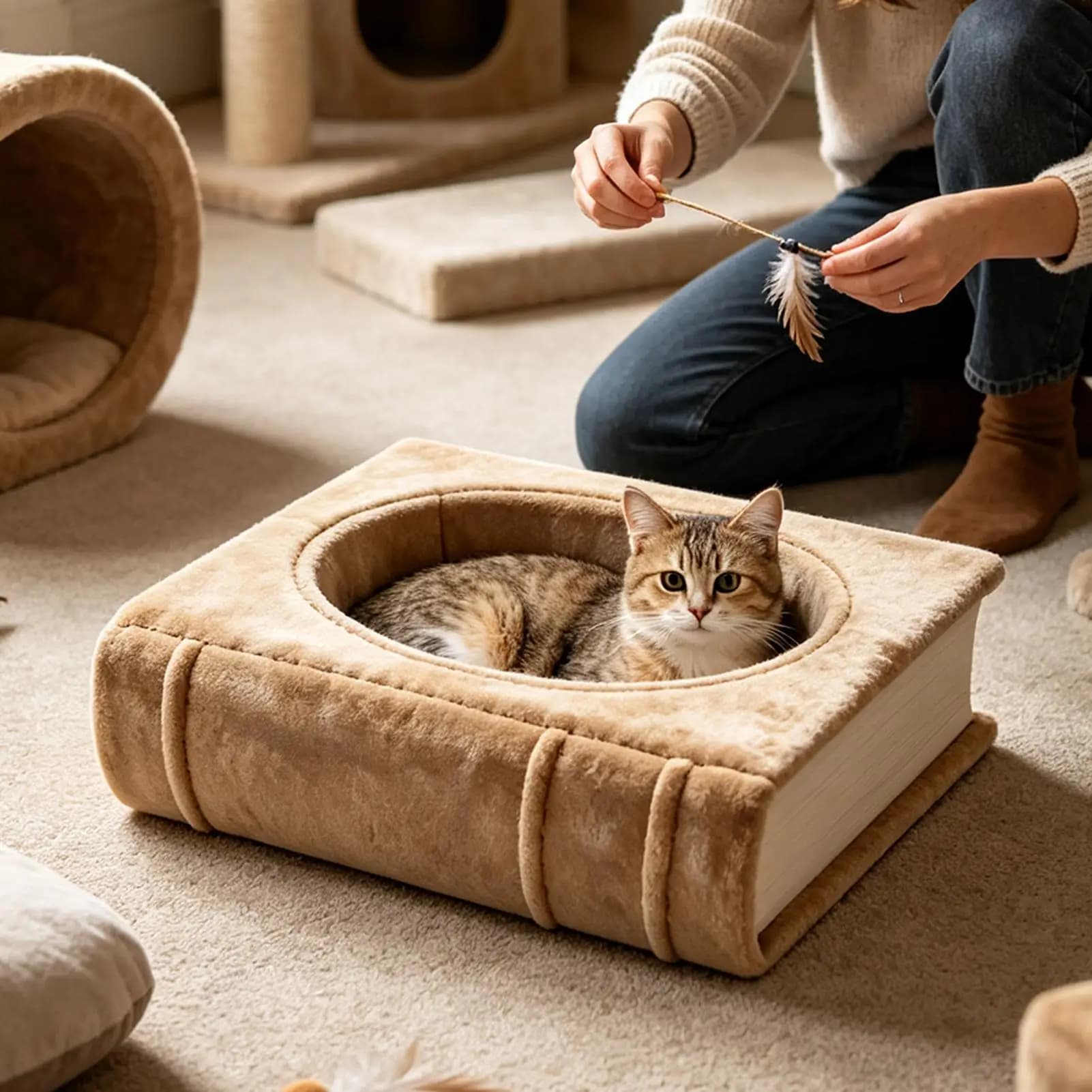 Book-Shaped Cat Bed