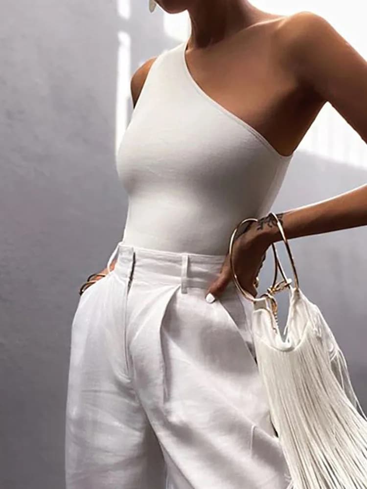 Women's One-Shoulder Crop Tank Top