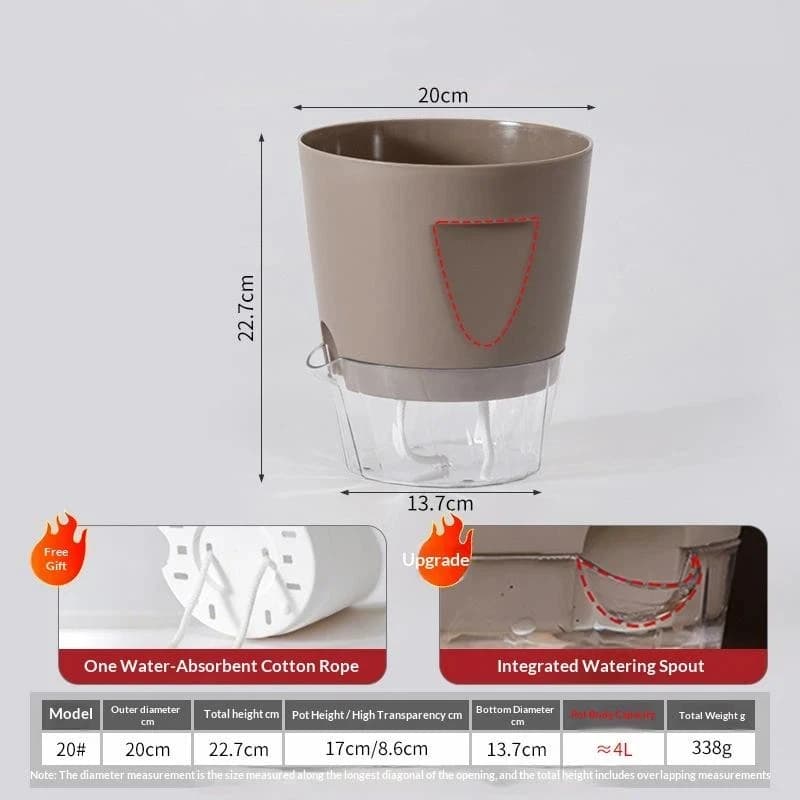 Self-Watering Plant Pot with Water Level Indicator