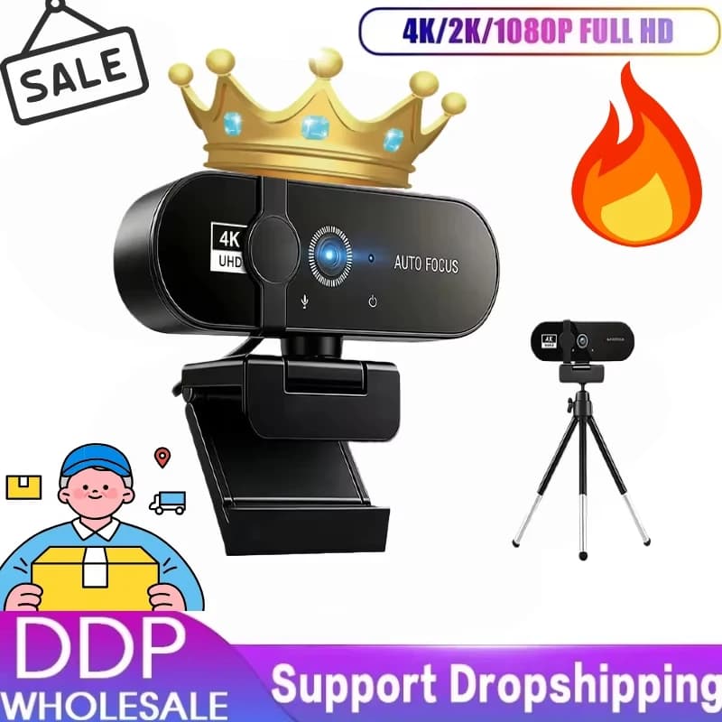 4K HD Webcam Video Camera 2K Autofocus Streaming Web Cam With Microphone Full HD 1080P Webcams for PC/Computer/Laptop