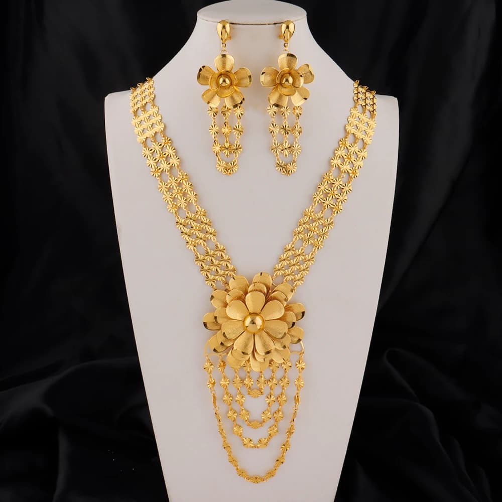 Middle East Jewelry Set Luxury Jewelry Sets Gold Plated Jewelry Tassel Necklace and Earrings Jewellery Set Wholesale