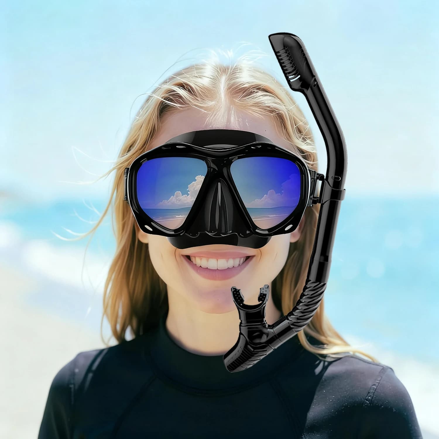 Professional Dry Snorkel Set with Anti-Fog Mask
