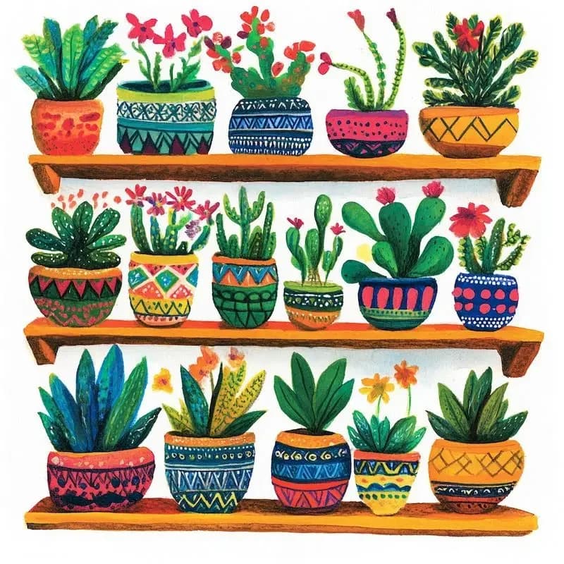 Paint By Numbers Potted Plant Landscape Canvas