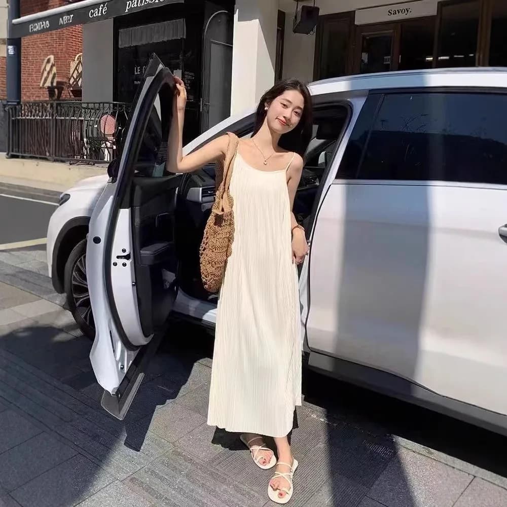Summer French Style Adjustable Maxi Dress
