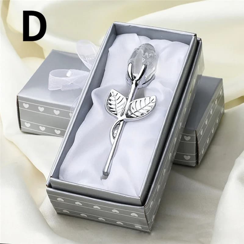 Valentine's Day Lovers' Gift X'mas Favors Souvenir Crystal Glass Rose Flower Figurines Craft Home Wedding Decoration Ornaments