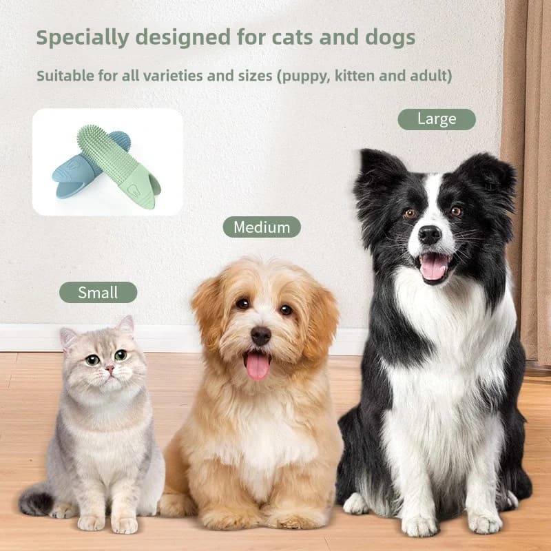 360-Degree Silicone Finger Toothbrush for Dogs & Cats
