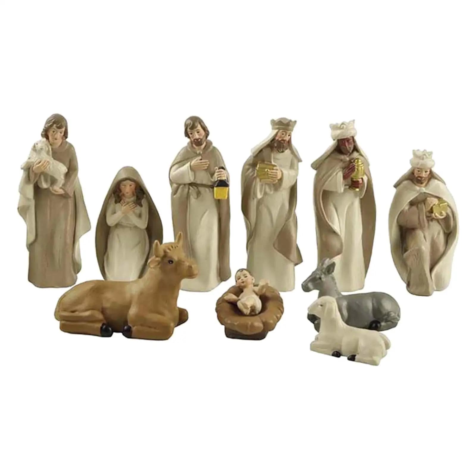 10-Piece Resin Nativity Set with Holy Family and Kings