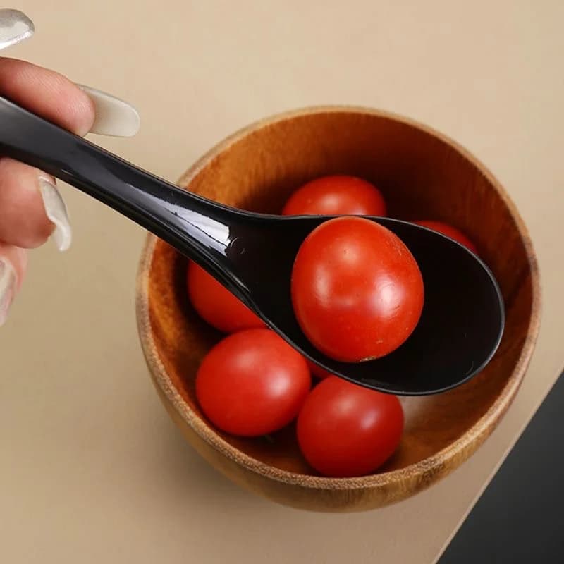 Black Soup and Dessert Spoons Set of 6
