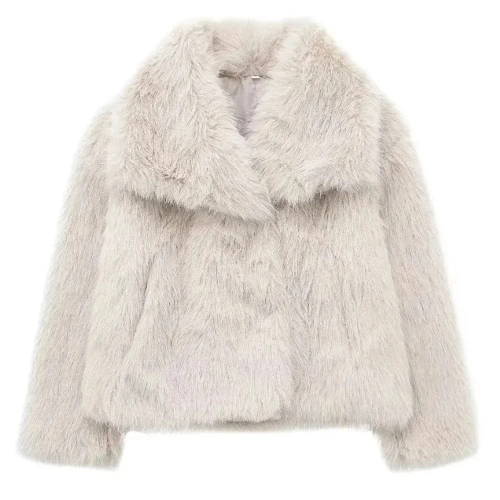 Women's Cropped Faux Fur Cardigan Coat