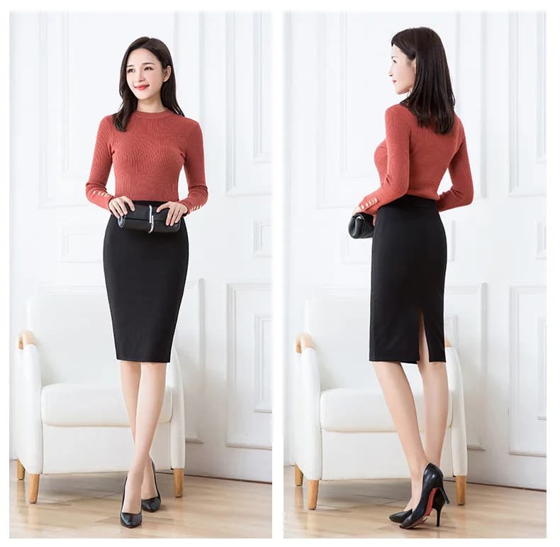 Lightweight Stretchy Black Pencil Skirt