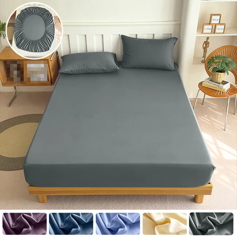 Fitted Bed Sheet With Elastic Band Solid Color