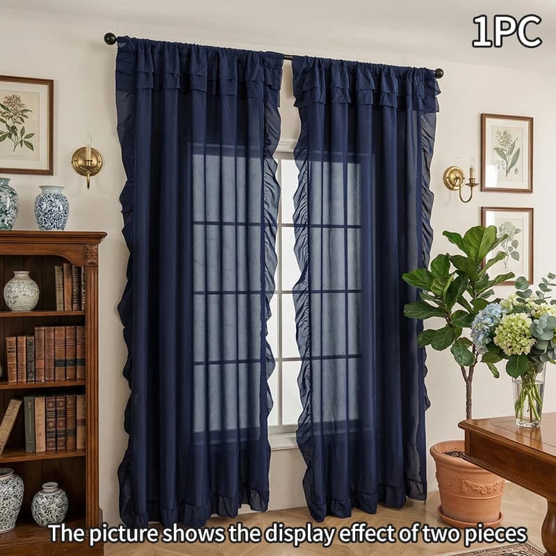 Ruffled Sheer Voile Curtains Light Filtering