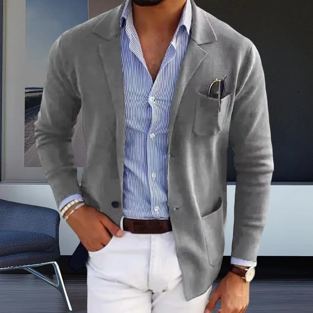Men's Single-Breasted Solid Color Blazer