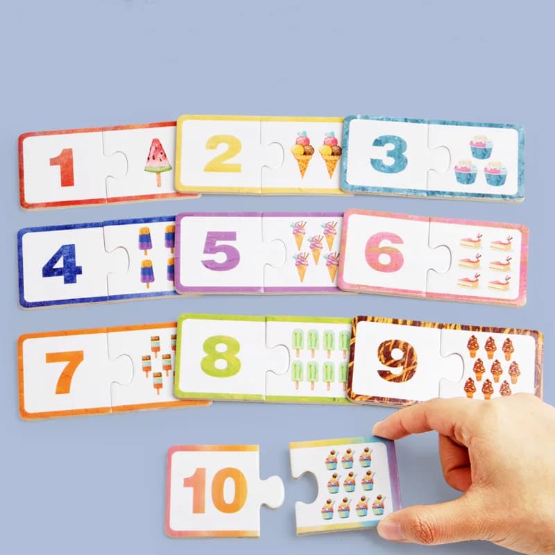 Wooden Number Matching Puzzle Blocks
