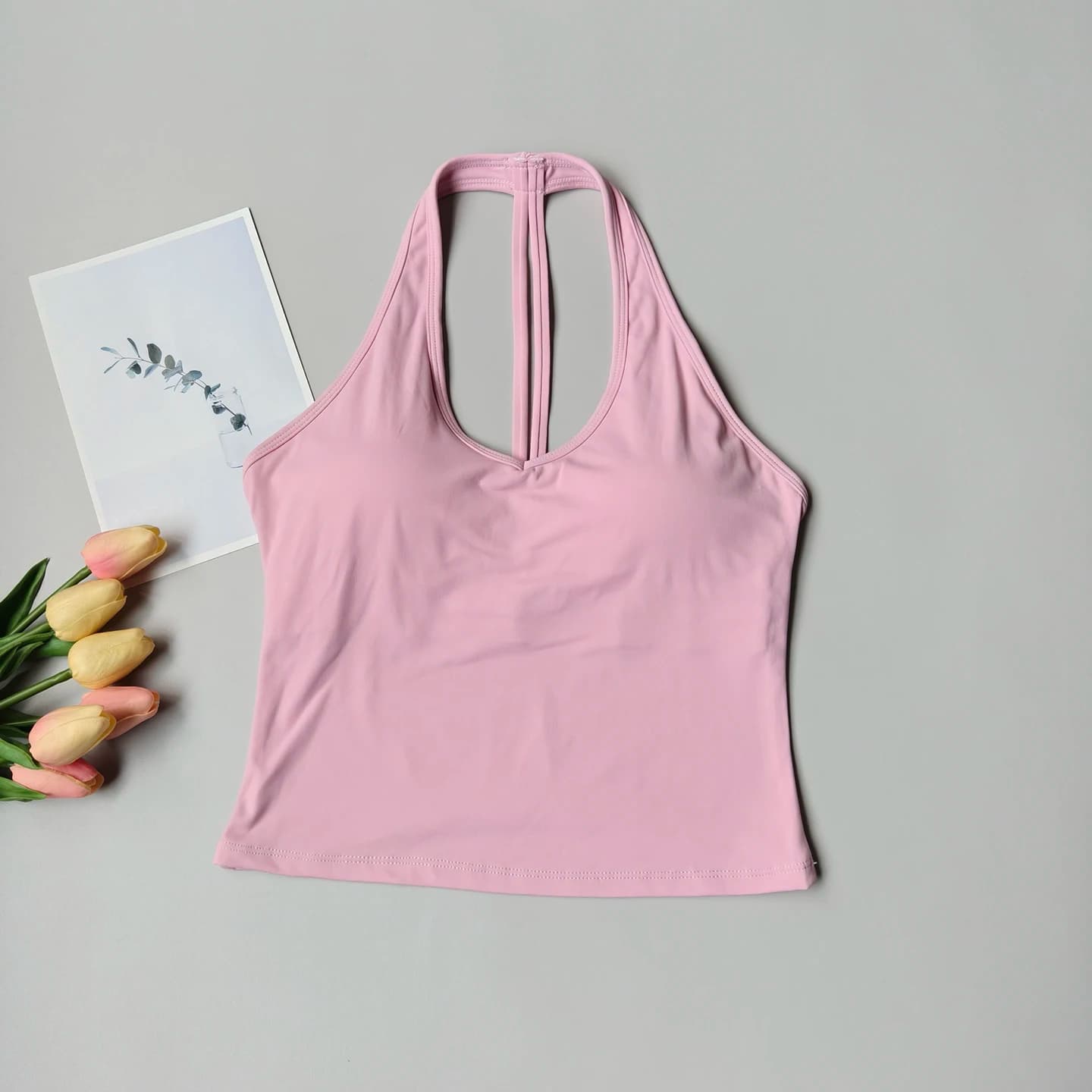 Women's V-Neck Sports Bra with Halter Back