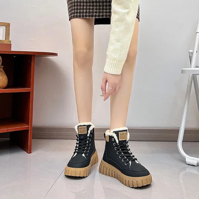 Platform Winter Ankle Boots with Fur Lining