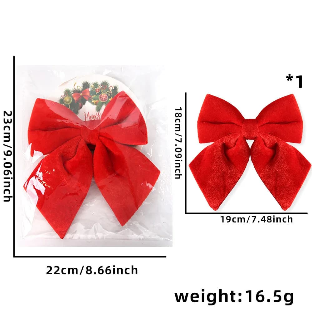 Christmas Festive Decor - Red Velvet DIY Bows - Christmas Tree/Window Hanging Ornaments & Accessories