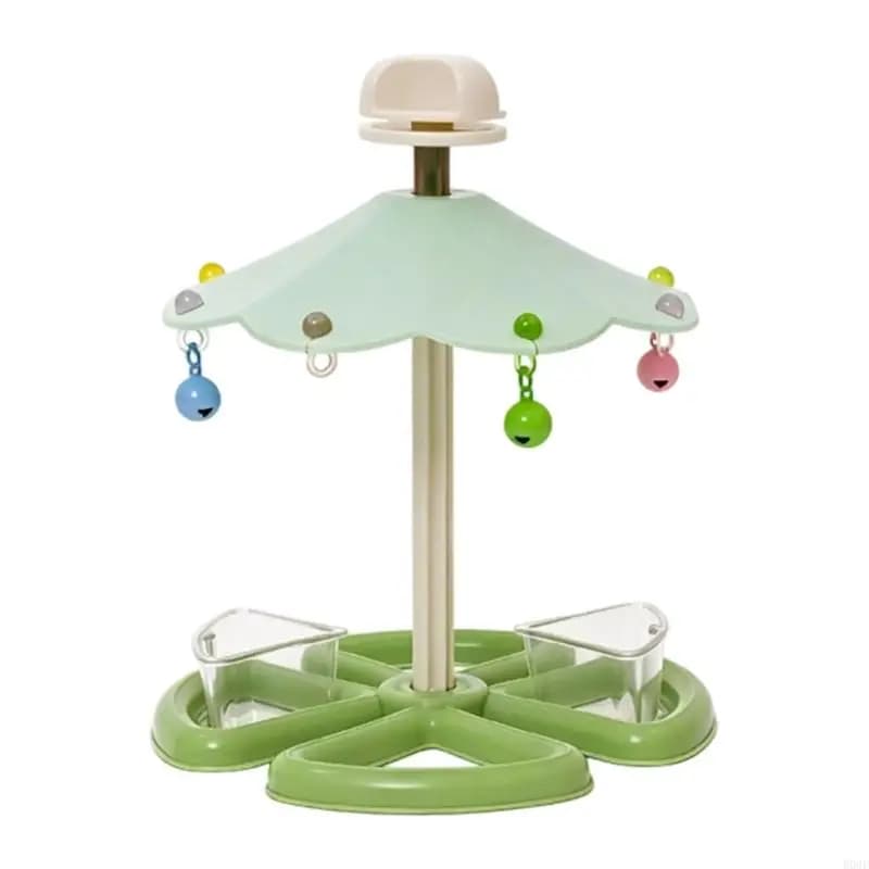 Rotating Bird Perch Stand with Feeder Cups
