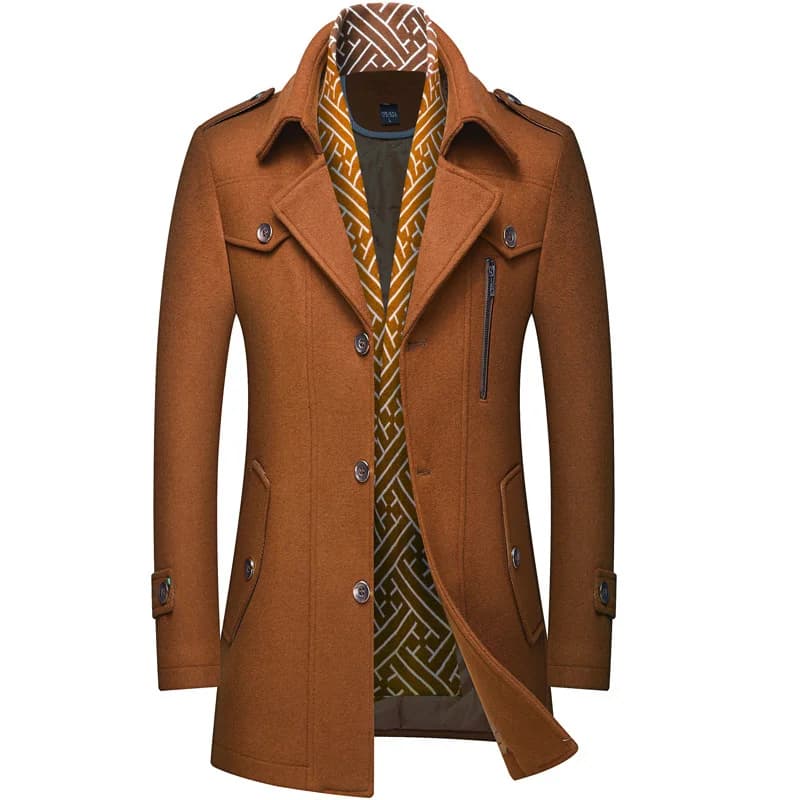 Men's Wool Blend Winter Trench Coat